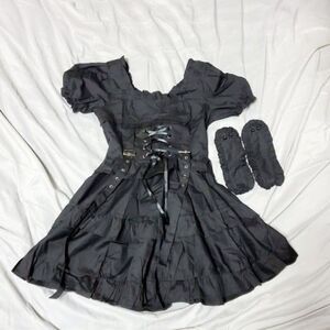 Emo Goth Lolita Baby Doll Dress w/cuff S